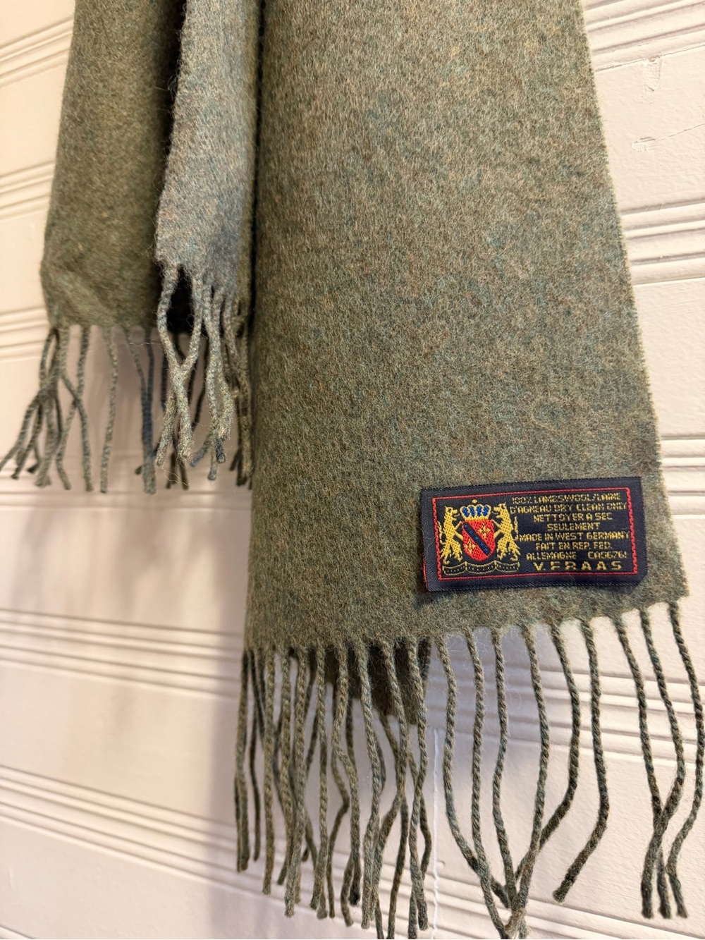 Vintage V Fraas West Germany Virgin Wool Fringe Scarf made in West Germany